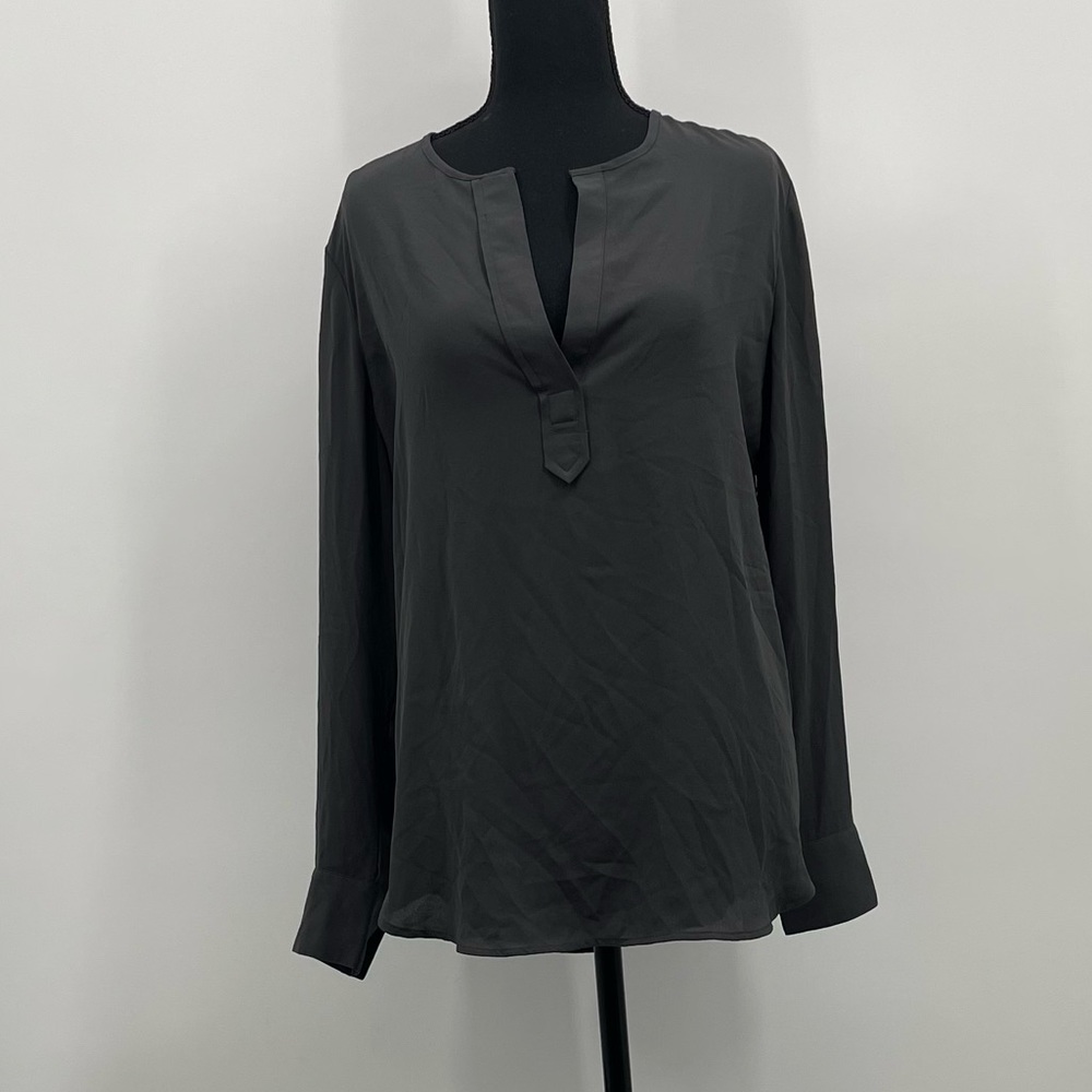Minimal Dark GreyBlouse | Workwear Office Top | Lightweight Chic Basic Women’s M